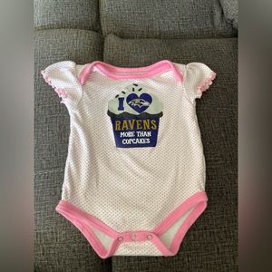 NFL Onesie 6/9Month “I Love Ravens More Than Cupcakes”